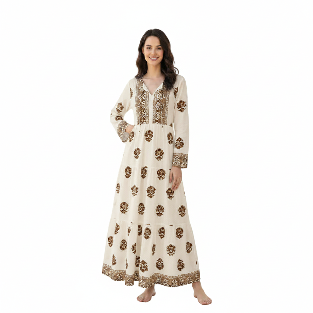 Women's Printed Tiered Maxi Dress | Casual Flowy Summer Dress