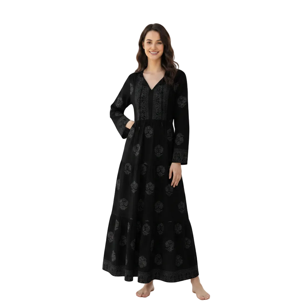 Women's Printed Tiered Maxi Dress | Casual Flowy Summer Dress