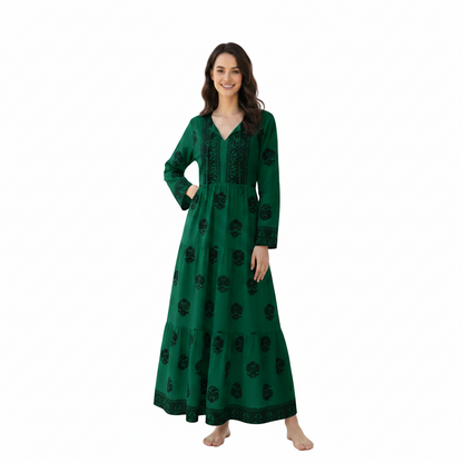 Women's Printed Tiered Maxi Dress | Casual Flowy Summer Dress