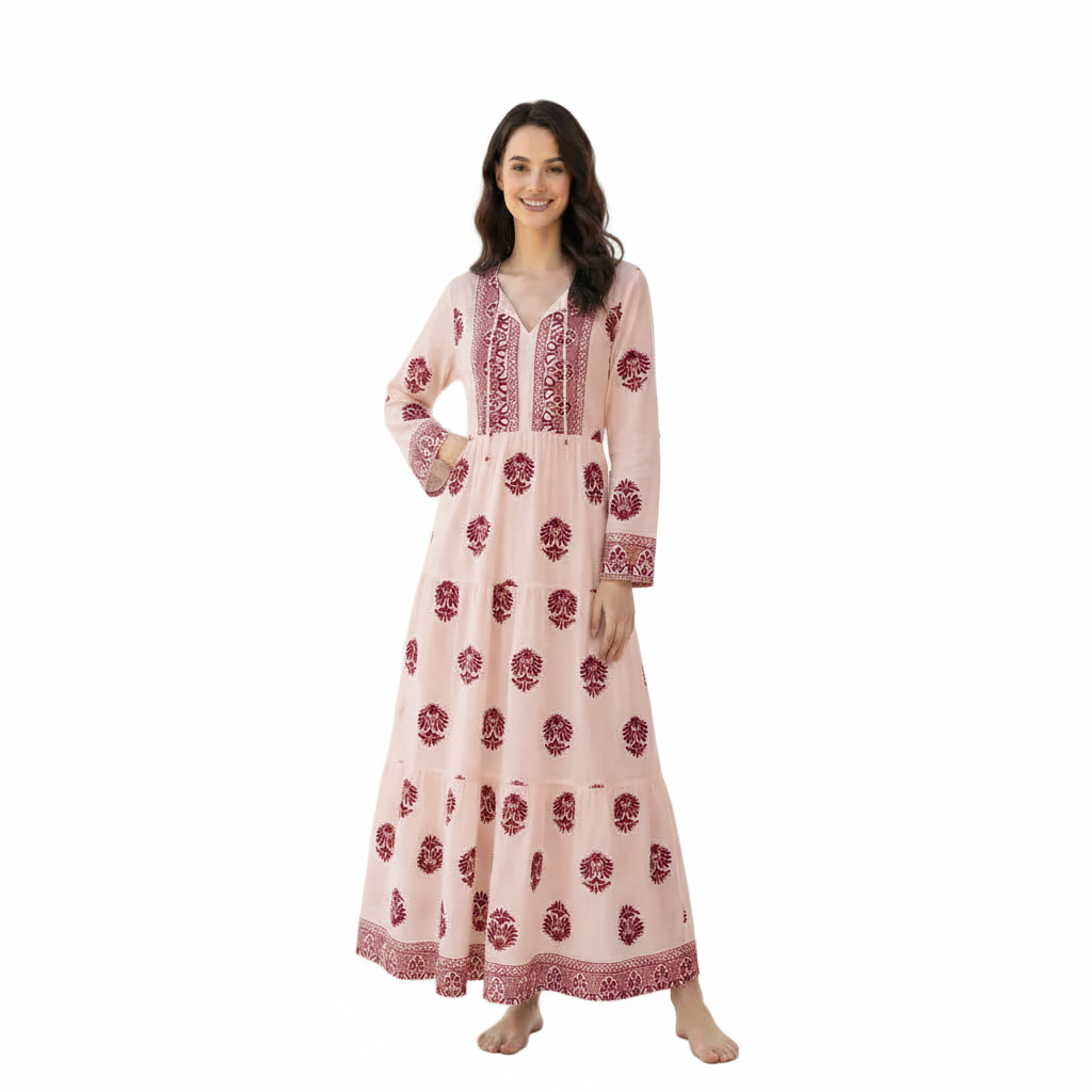 Women's Printed Tiered Maxi Dress | Casual Flowy Summer Dress