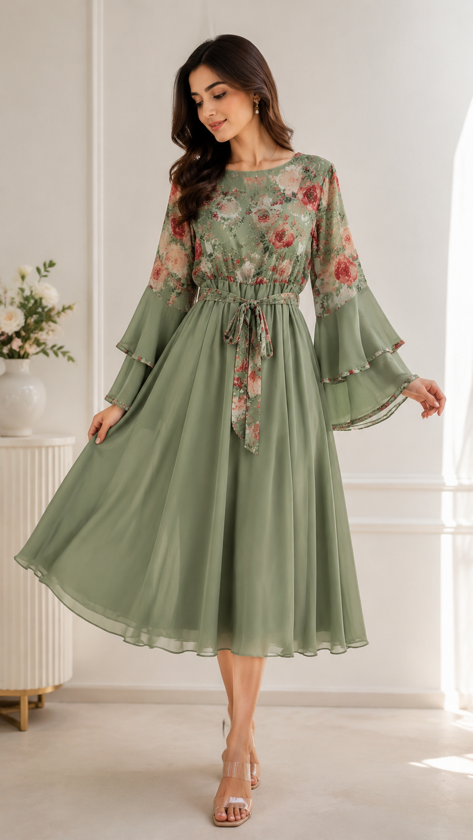 Elegant Printed Short Dress for Women