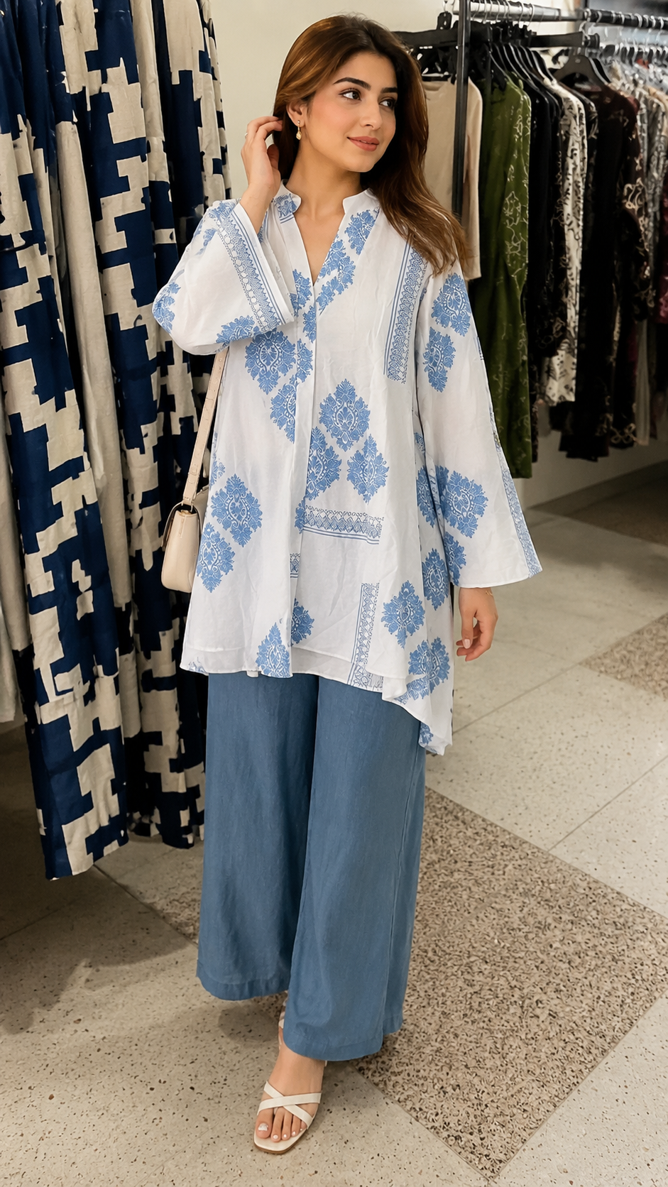 Elegant Monochrome Printed Co-Ord Set for Women