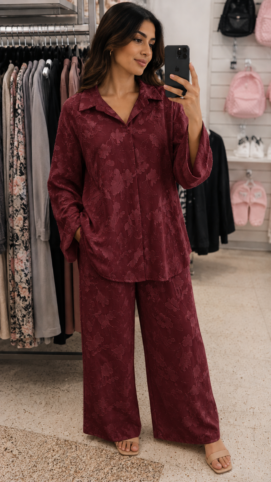 Luxe Floral Textured Lounge Co-Ord Set