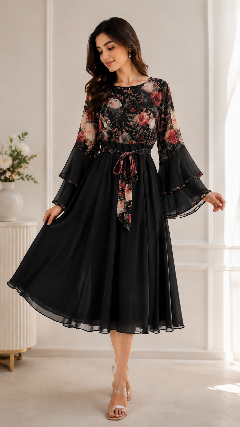 Elegant Printed Short Dress for Women
