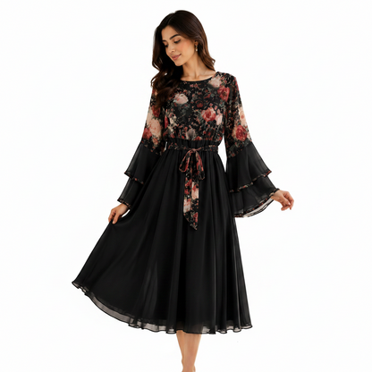 Women's Elegant Printed Short Dress | Casual Floral Summer Dress