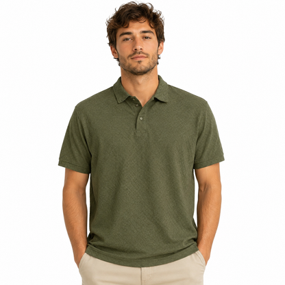 Premium Half-Sleeve Jacquard Polo Shirt