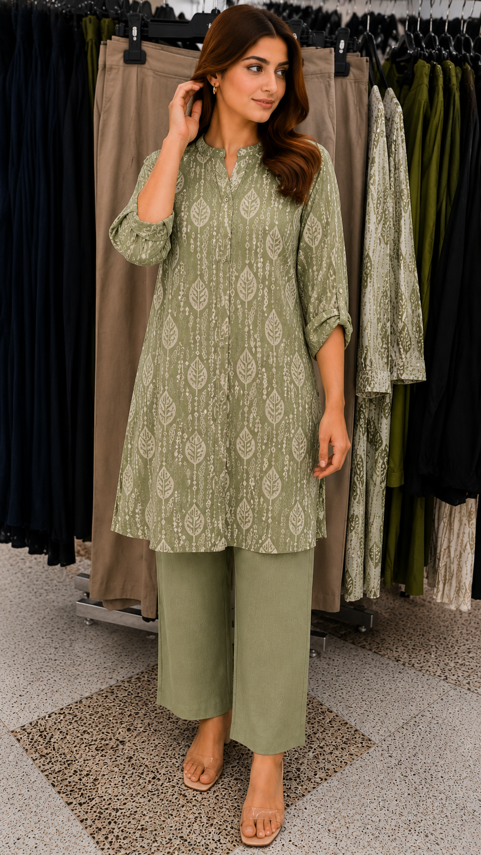 Elegant Leaf Print Co-Ord Set for Women
