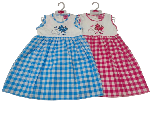 Girls Checker Dress - Butterfly (2-6 Years) (PK6) DRS36( unit price 4.95)