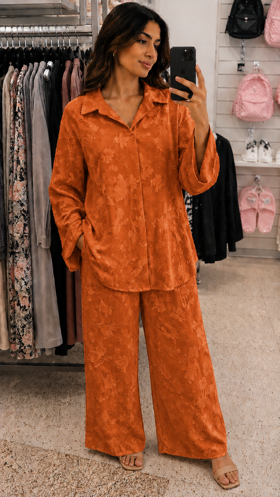 Luxe Floral Textured Lounge Co-Ord Set