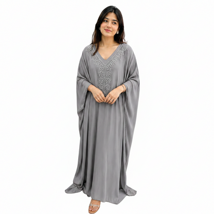 Elegant Embellished Kaftan Maxi Dress | Modest Kaftan Abaya