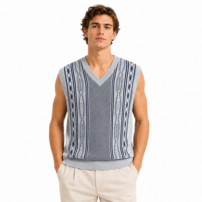 Classic Argyle and Stripe Patterned Vest