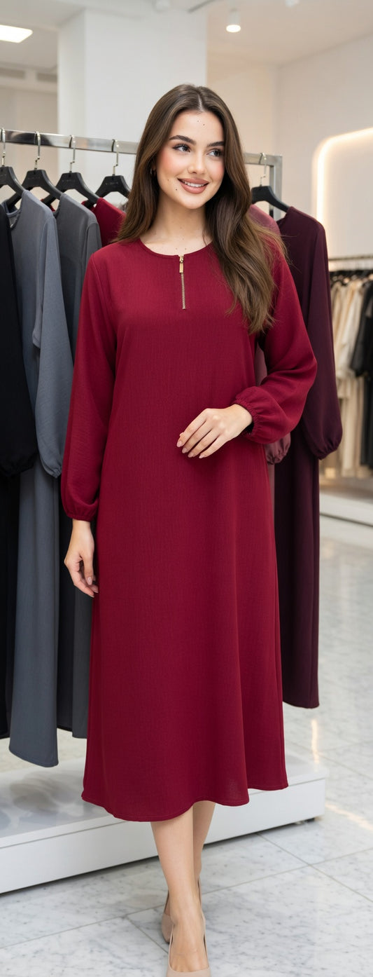 Zip Front Midi Dress