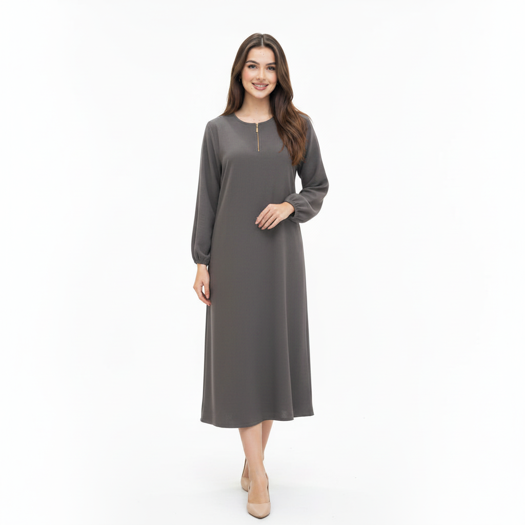 Women's Zip Front long Abaya | Elegant Casual long Abaya