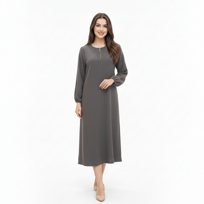 Women's Zip Front long Abaya | Elegant Casual long Abaya