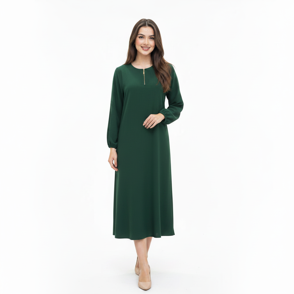 Women's Zip Front long Abaya | Elegant Casual long Abaya