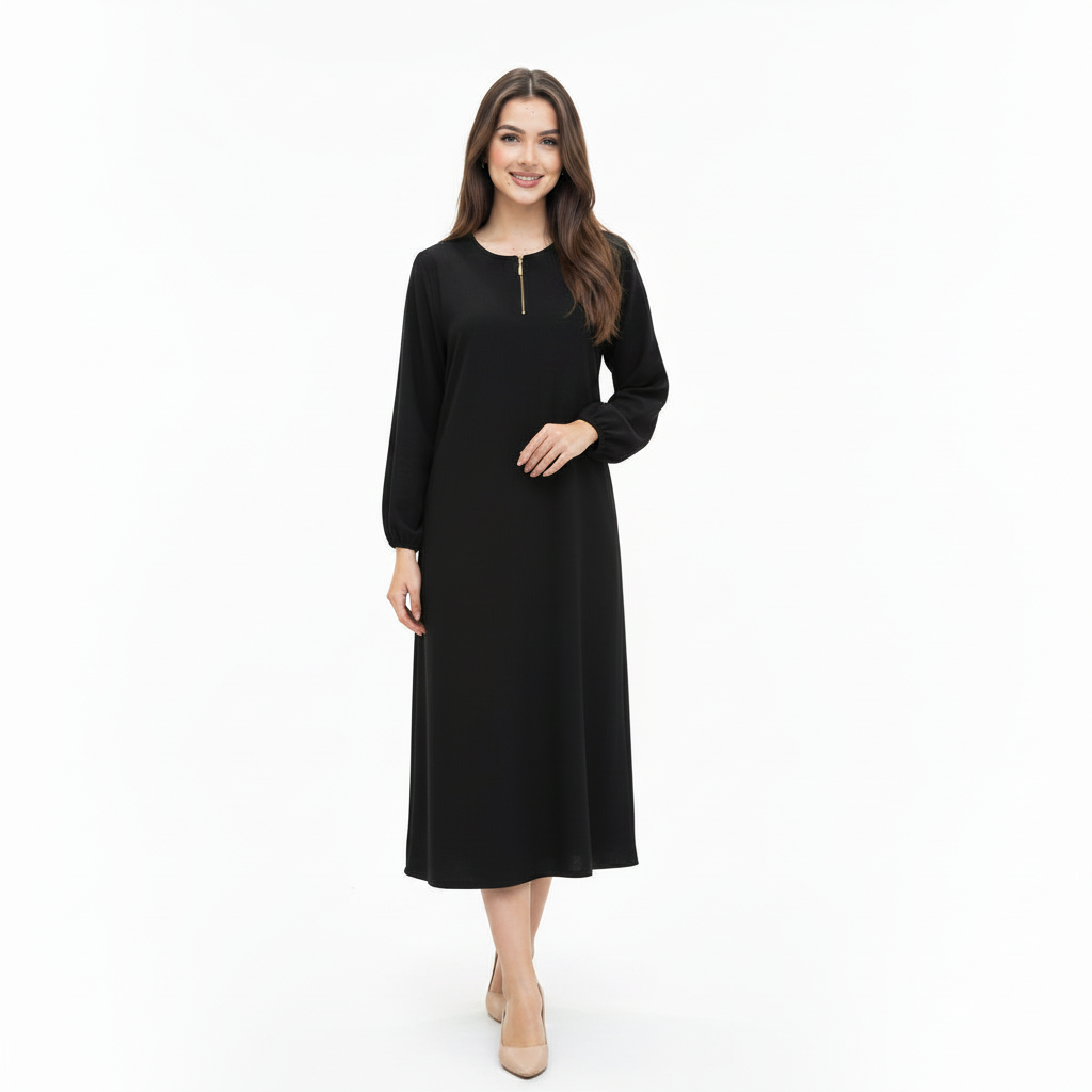 Women's Zip Front long Abaya | Elegant Casual long Abaya