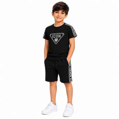 Boys ICON Embossed T-Shirt & Shorts Co-Ord Set
