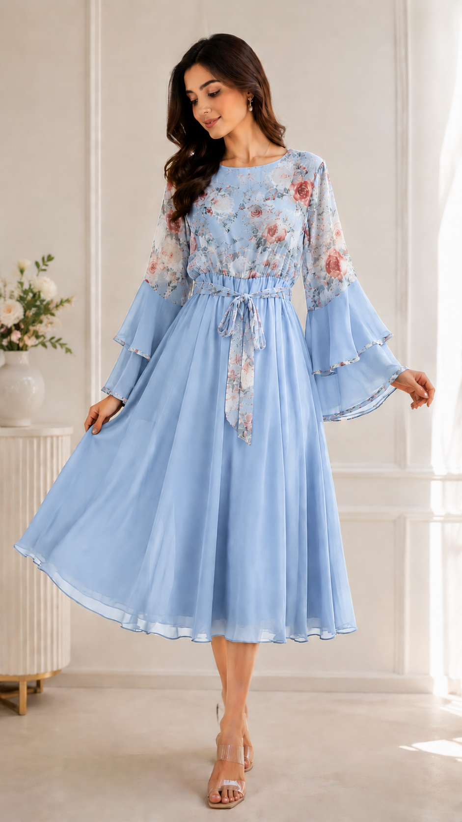 Elegant Printed Short Dress for Women