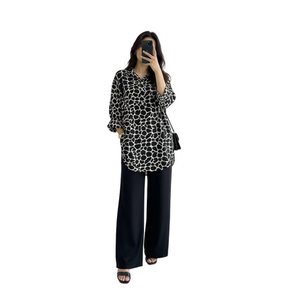 Women's Giraffe Print Co-Ord Set | Casual Two-Piece Lounge Outfit