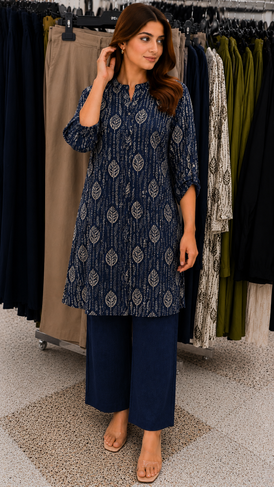 Elegant Leaf Print Co-Ord Set for Women
