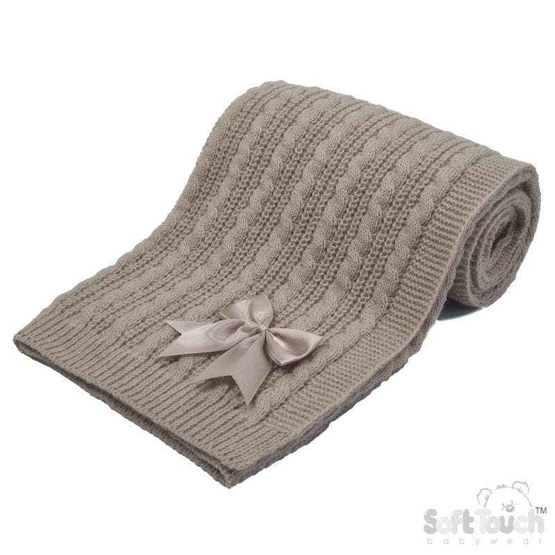 Personalized Cable Knit Wrap - Biscuit (70X100cm)ABP16-BI