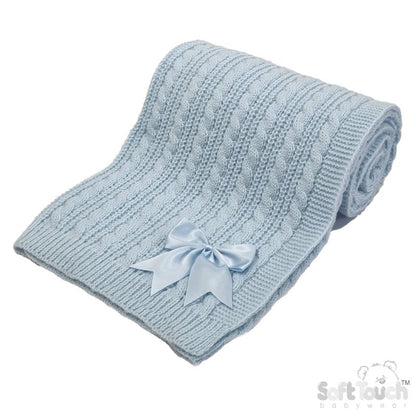 Personalized Cable Knit Wrap - Blue