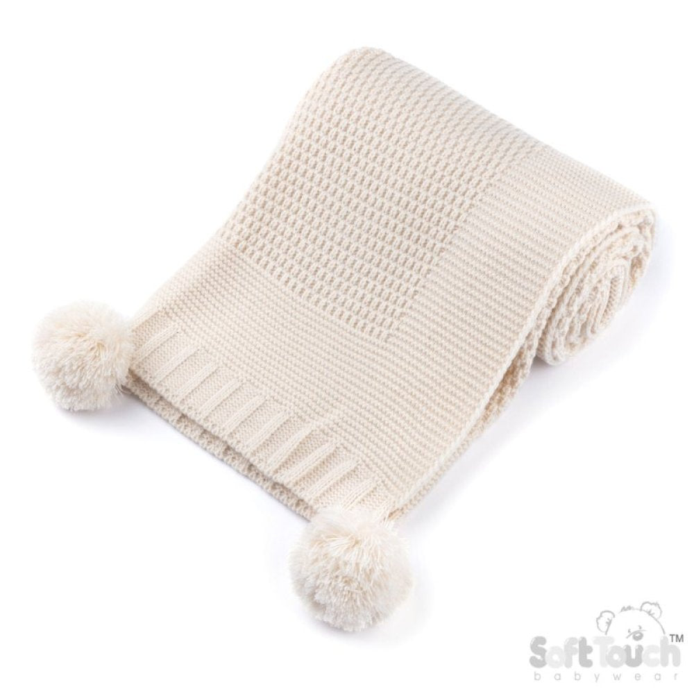 Baby Coffee 'Elegance' Ribbed Wrap with Pom Poms : ABP712-BCOF