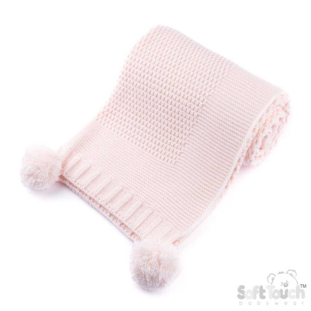 Baby 'Elegance' Ribbed Wrap with Pom Poms
