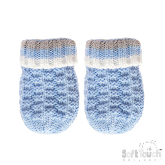 Blue Ribbed Mittens (NB-12 Months)(PK12) M648-B-BP