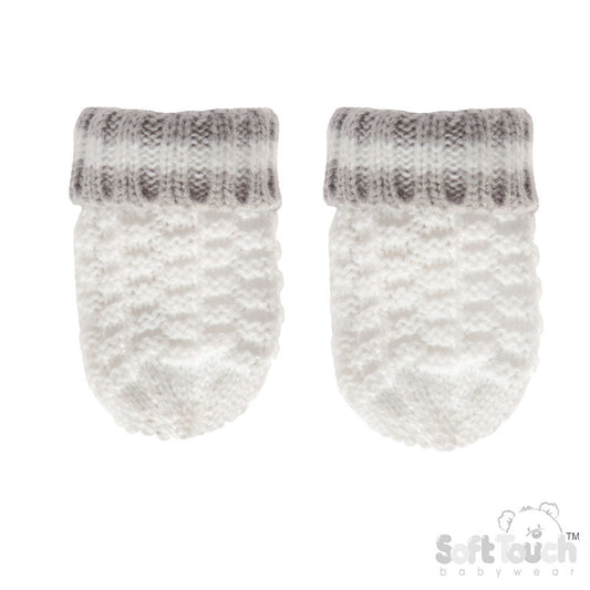 White Ribbed Mittens (NB-12 Months)(PK12) M648-W-BP