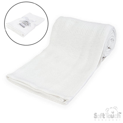 Deluxe Personalisation Cotton Cellular Blanket - White (PK6) (70x90cm) CBP60-W*