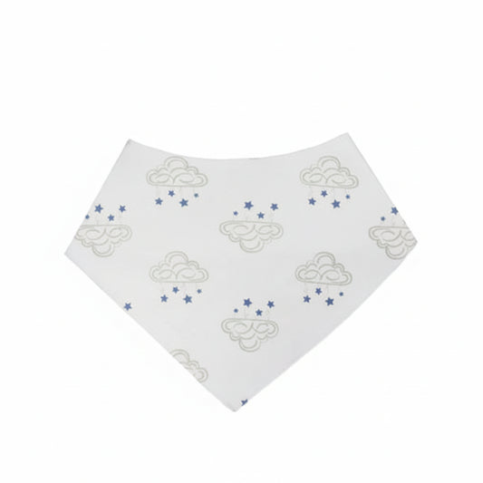 Grey Clouds Bandana Baby Bib – Soft Cotton Infant Bib