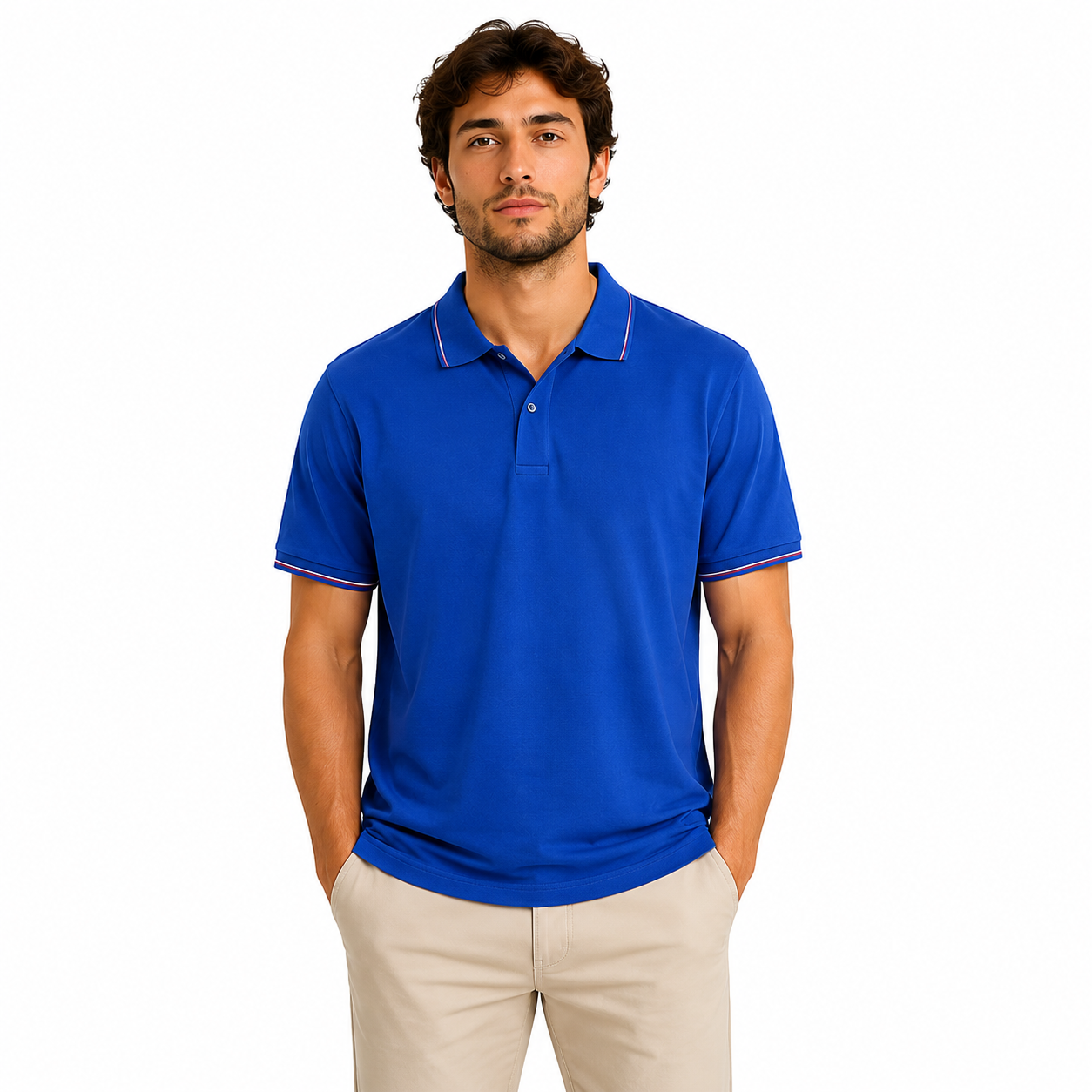 Men's Tipped Collar Short-Sleeve Polo Shirt