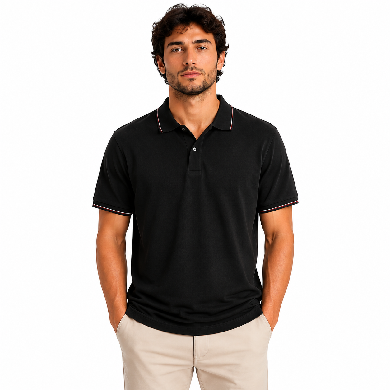 Men's Tipped Collar Short-Sleeve Polo Shirt