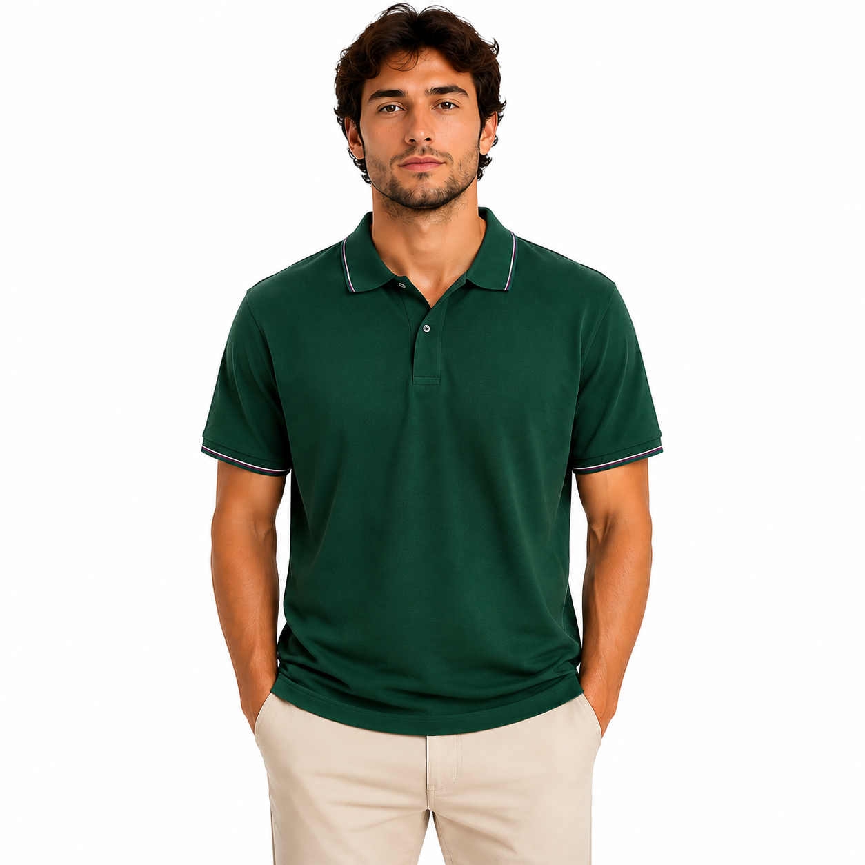 Men's Tipped Collar Short-Sleeve Polo Shirt