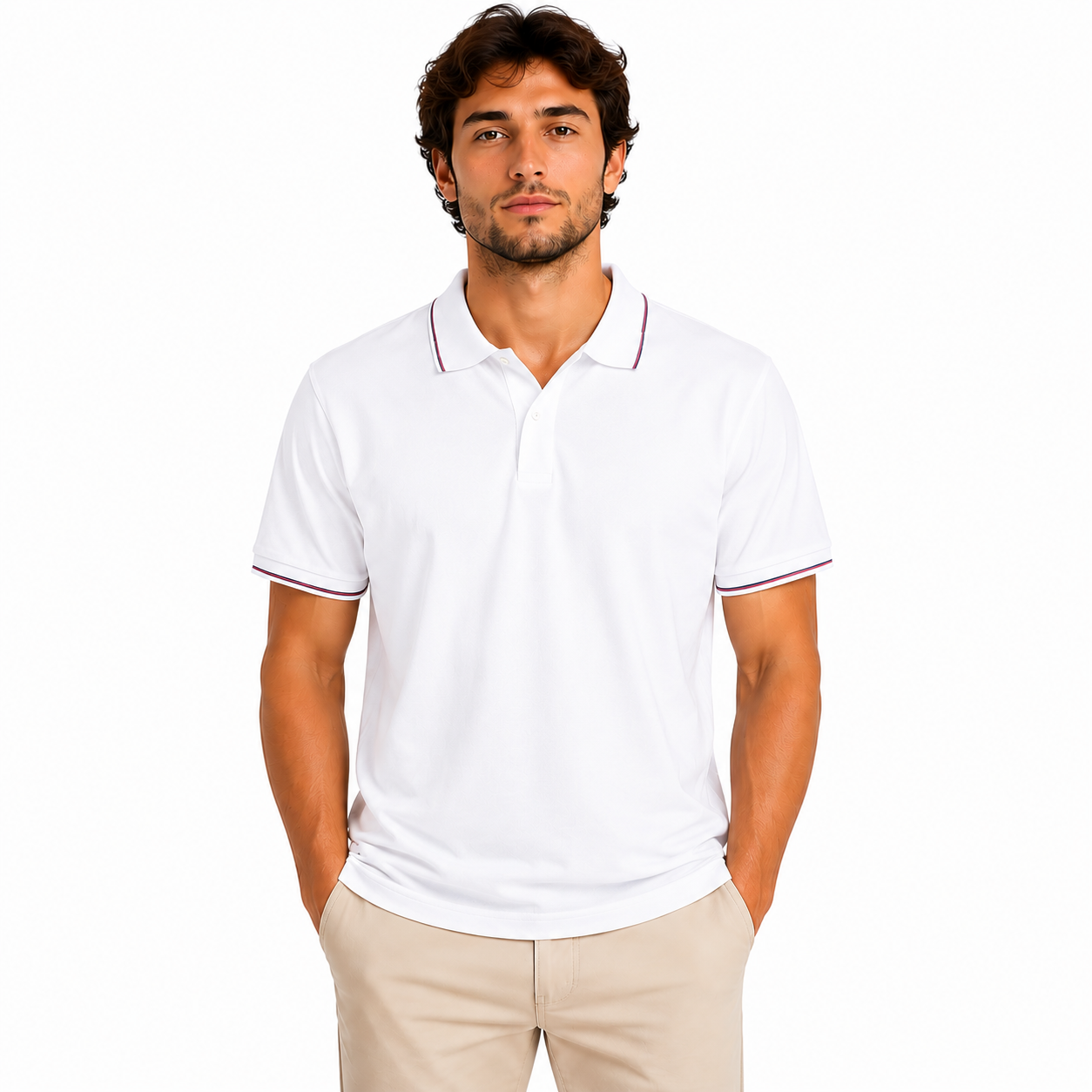 Men's Tipped Collar Short-Sleeve Polo Shirt