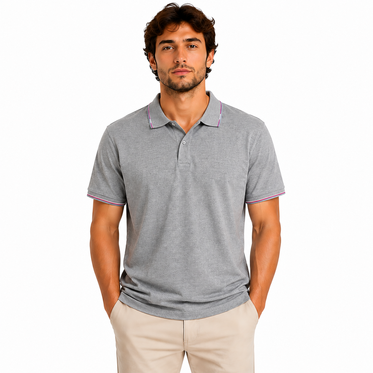 Men's Tipped Collar Short-Sleeve Polo Shirt