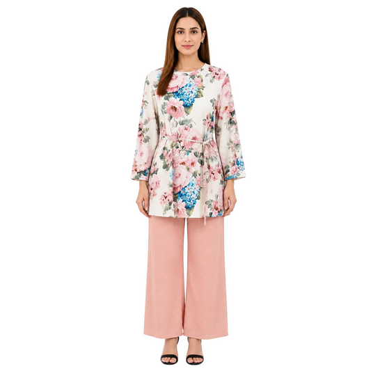 Casual Long Sleeve Blouse and Skirt Combo