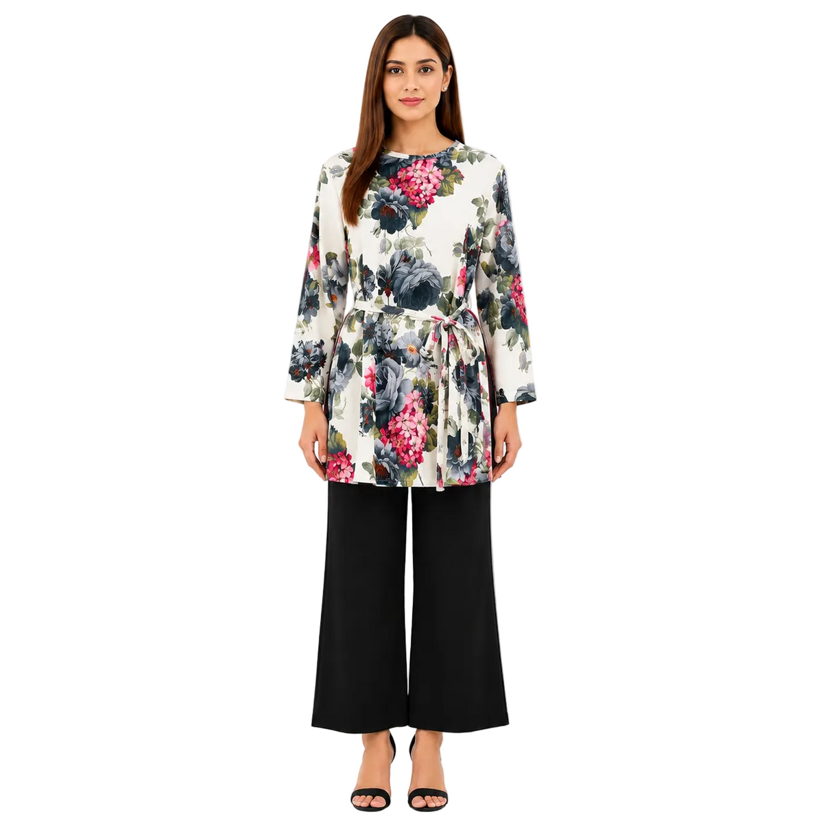 Casual Long Sleeve Blouse and Skirt Combo