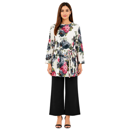 Casual Long Sleeve Blouse and Skirt Combo