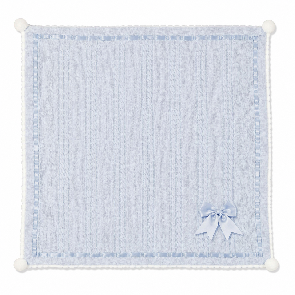 Personalized Luxe Chevron Cable Knit Baby Wrap with Satin Bow – Soft & Cosy