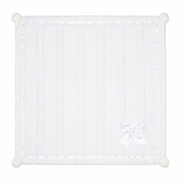 Personalized Luxe Chevron Cable Knit Baby Wrap with Satin Bow – Soft & Cosy