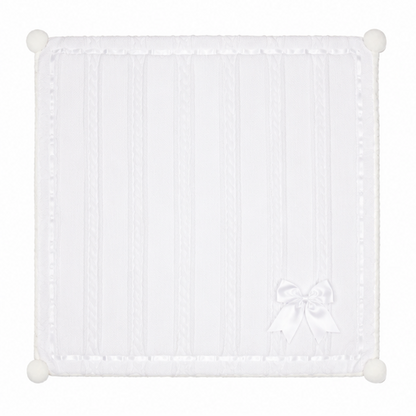 Personalized Luxe Chevron Cable Knit Baby Wrap with Satin Bow – Soft & Cosy