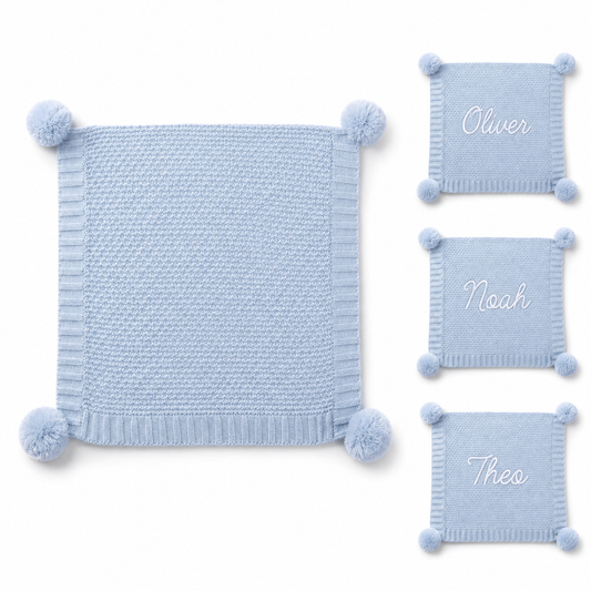 Personalized Baby 'Elegance' Ribbed Wrap with Pom Poms