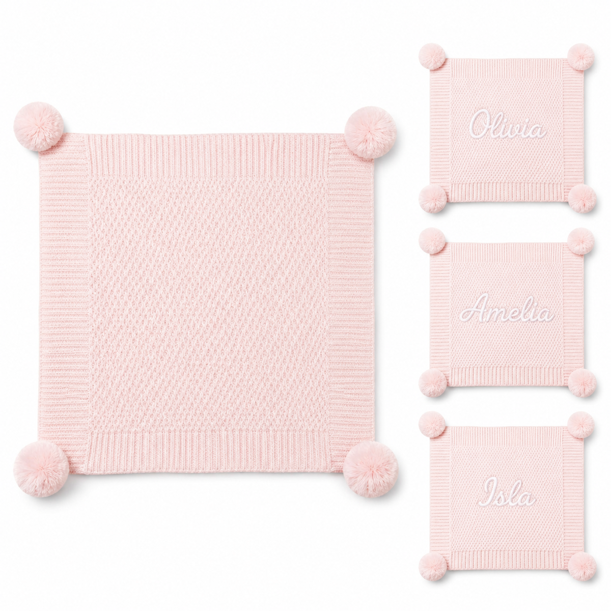 Personalized Baby 'Elegance' Ribbed Wrap with Pom Poms