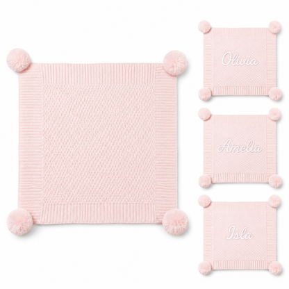 Personalized Baby 'Elegance' Ribbed Wrap with Pom Poms