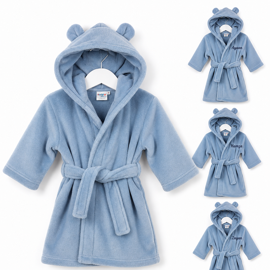 Personalised Baby Hooded Dressing Gown | Plush Fleece Bathrobe