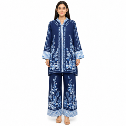 Ladies Embroidered Cotton Blend Two Piece Co-Ord Set