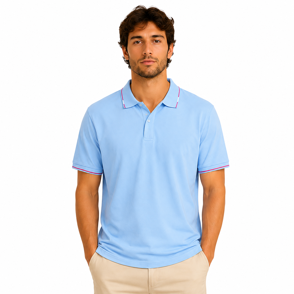 Men's Tipped Collar Short-Sleeve Polo Shirt