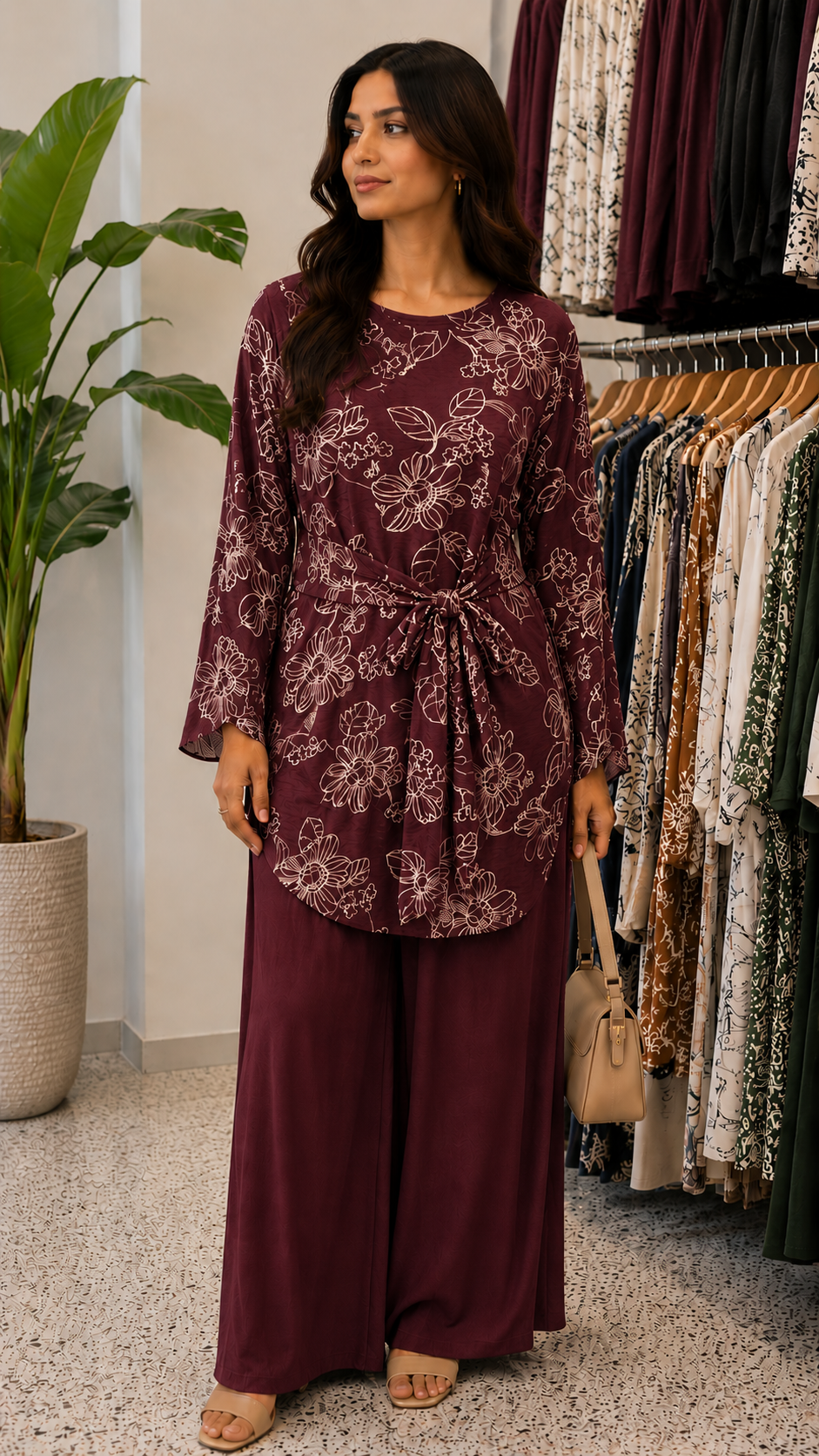 Floral Tie-Waist Relaxed Co-Ord Set